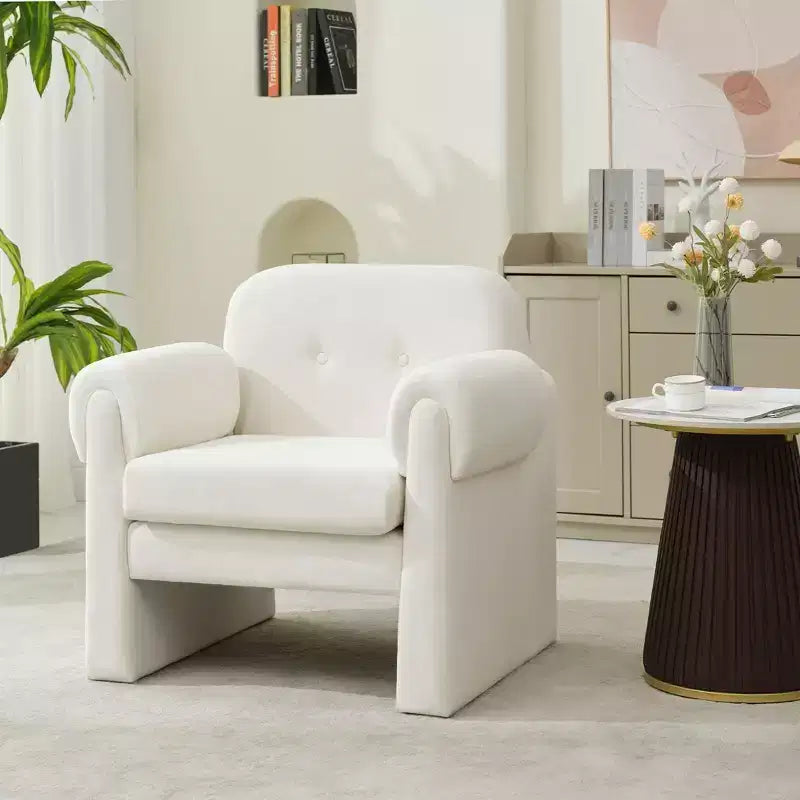 Fluffy Cloud Upholstered Accent Armchair Set of 2 Velvet Ergonomic Bedroom Reading Chair