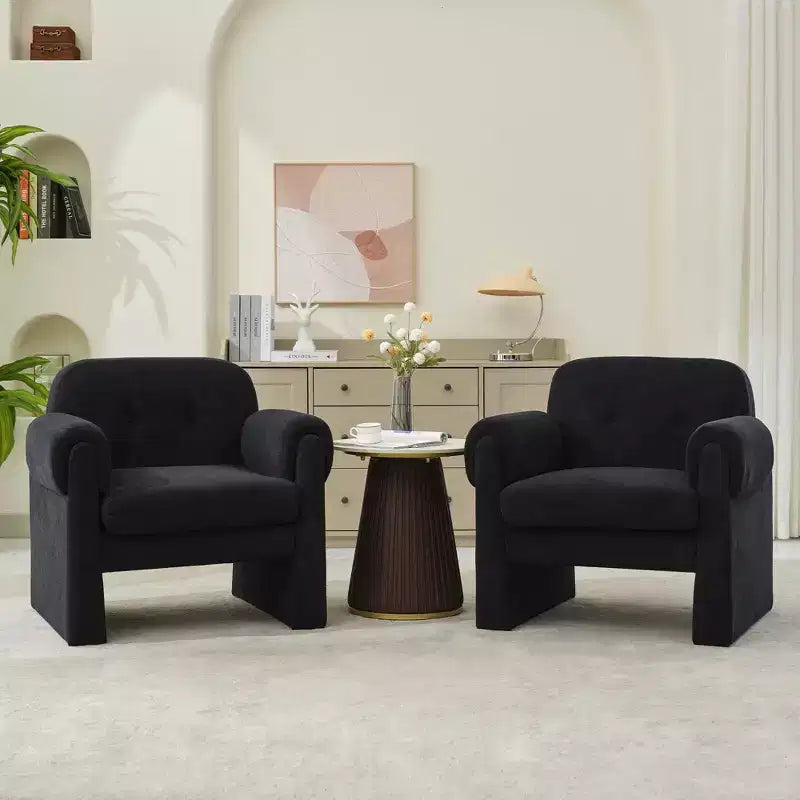 Fluffy Cloud Upholstered Accent Armchair Set of 2 Velvet Ergonomic Bedroom Reading Chair