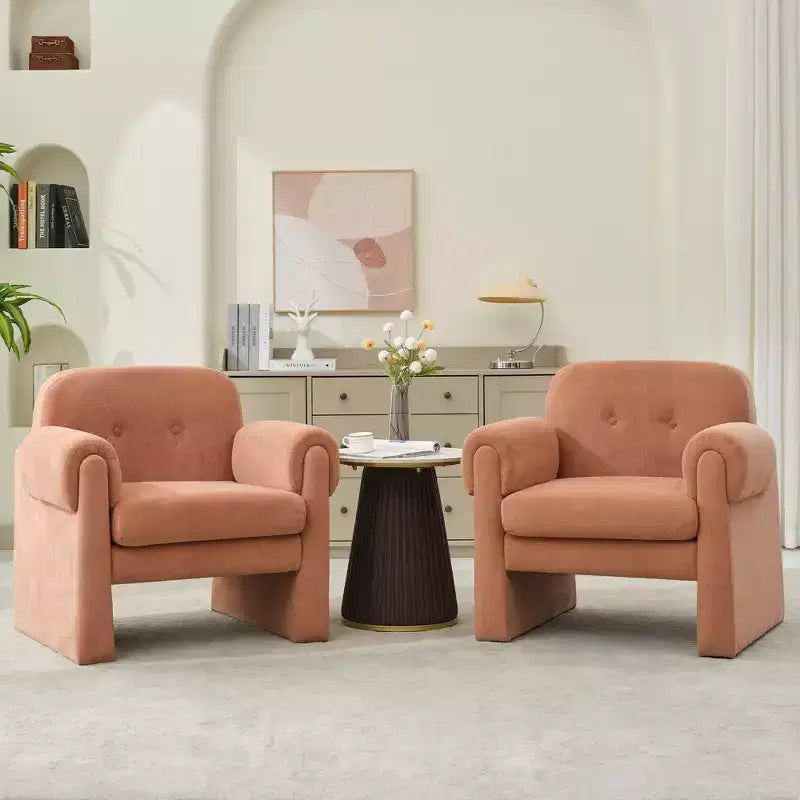 Fluffy Cloud Upholstered Accent Armchair Set of 2 Velvet Ergonomic Bedroom Reading Chair
