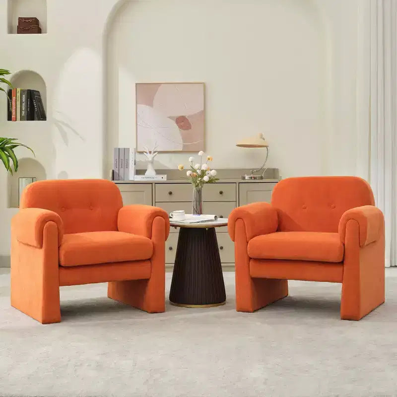 Fluffy Cloud Upholstered Accent Armchair Set of 2 Velvet Ergonomic Bedroom Reading Chair