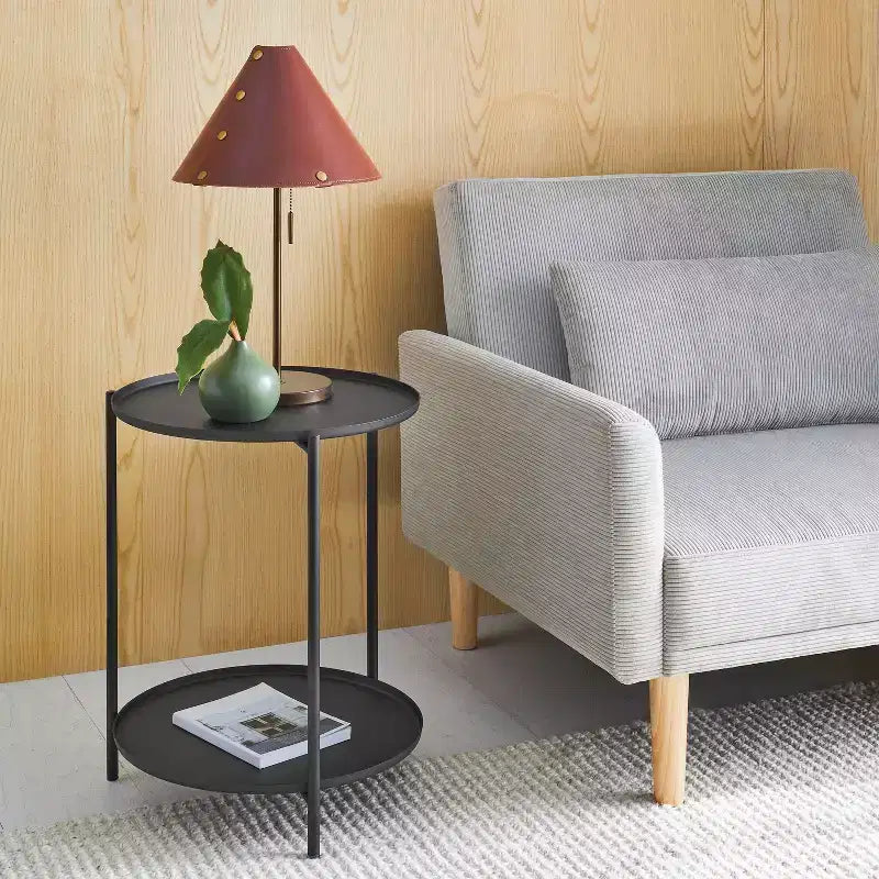 Metal Small Side Table with Shelf Black - Room Essentials™