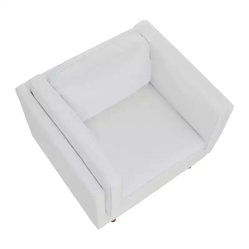 High-Sided Upholstered Accent Armchair Coastal White Pocket Spring Plywood Steel Frame