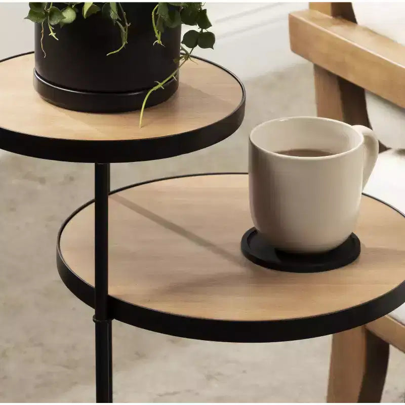 Table d'appoint ronde en métal Kate et Laurel Peero, 12x15x24, Naturel et Noir