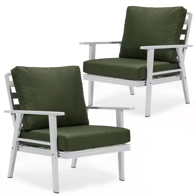 Outdoor Patio Armchair Set of 2 Rust-Proof Aluminum All-Weather Removable Cushions 300 lbs