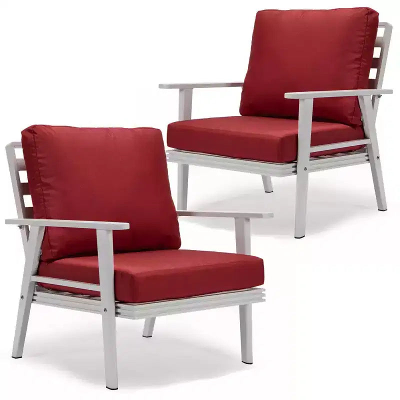 Outdoor Patio Armchair Set of 2 Rust-Proof Aluminum All-Weather Removable Cushions 300 lbs