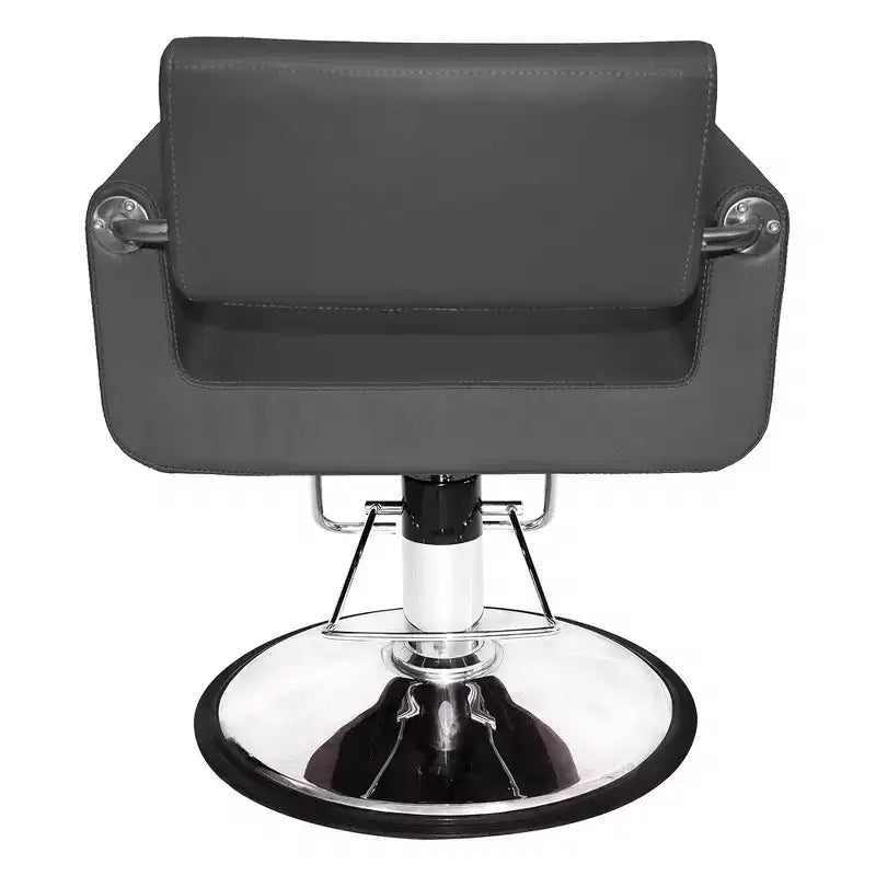 Professional Salon Styling Chair High-Density Foam Steel Frame 360° Swivel Gray Vinyl