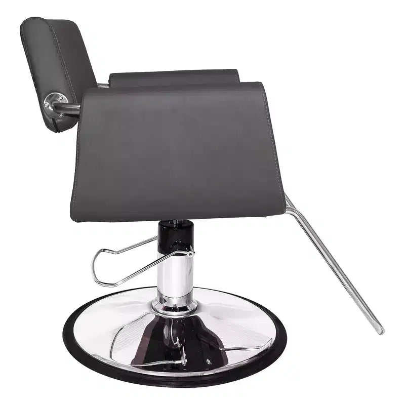 Professional Salon Styling Chair High-Density Foam Steel Frame 360° Swivel Gray Vinyl