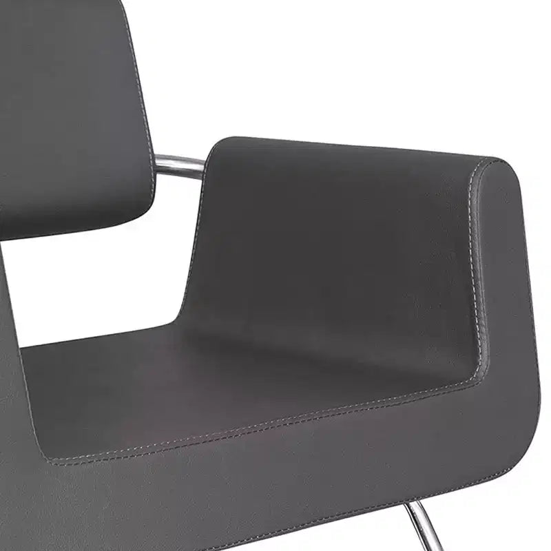 Professional Salon Styling Chair High-Density Foam Steel Frame 360° Swivel Gray Vinyl