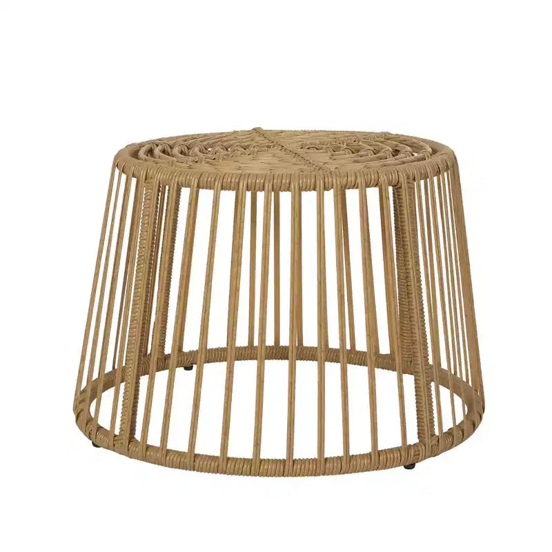 Patio Outdoor Side Table, Round Rattan End Table, Bohemia Style Accent Tables, Outdoor Indoor Side Table For Living Room Garden Balcony Yard