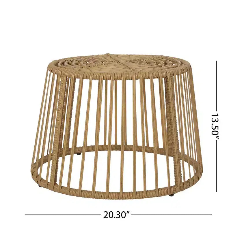 Patio Outdoor Side Table, Round Rattan End Table, Bohemia Style Accent Tables, Outdoor Indoor Side Table For Living Room Garden Balcony Yard