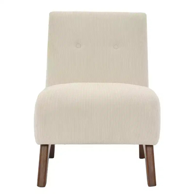 Corduroy Upholstered Armless Accent Chair Solid Wood Legs Modern Slipper Reading Chair